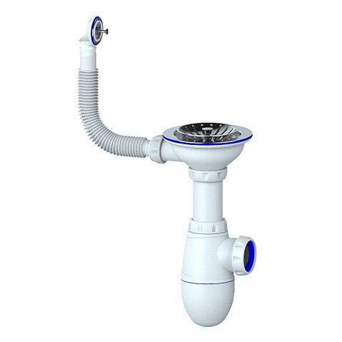 Сифон для мойки Unicorn В411, без отвода, 3 1/2'' х40 чаша из нержавеющей стали, круглый перелив купить в Воронеже | "Проконсим"