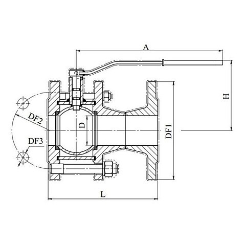 Кран стальной шаровой разборный BREEZE 11с41п, DN 50 PN 16, 180мм, полнопроходной, фланцевый с ручкой купить в Воронеже | "Проконсим"
