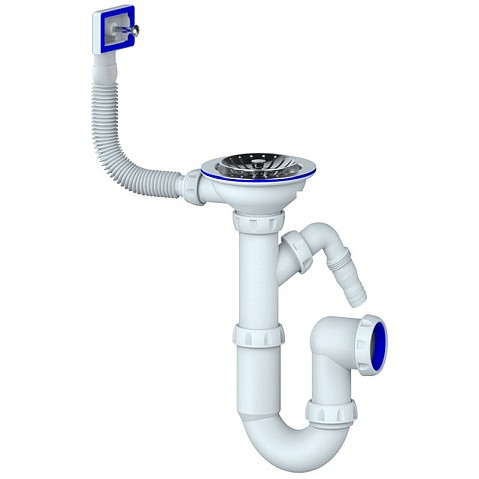 Сифон для мойки Unicorn Y430V, 3 1/2'' х40 без отвода, чаша из нержавеющей стали с отводом для стиральной машины, прямоугольный перелив купить в Воронеже | "Проконсим"