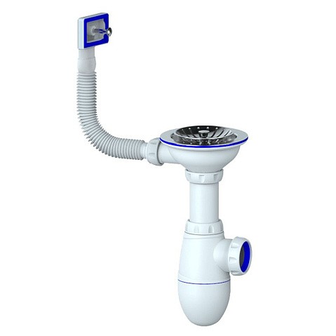 Сифон для мойки Unicorn В410P, без отвода, 3 1/2'' х40 чаша из нержавеющей стали, прямоугольный перелив купить в Воронеже | "Проконсим"