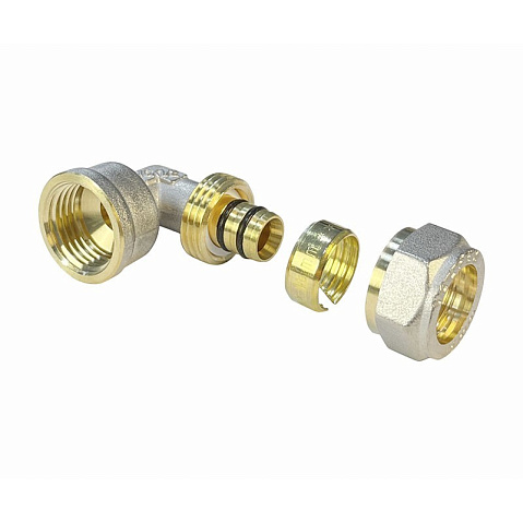 Угольник латунный для PEX труб 20-1/2'' PN 10 обжимной никелированный Valfex VF.352.N  купить в Воронеже | "Проконсим"