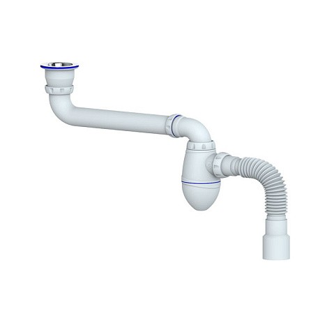 Сифон для умывальника Unicorn АС21, 40х50 гибкий отвод, 1 1/2'' х40 чаша из нержавеющей стали, со смещением купить в Воронеже | "Проконсим"