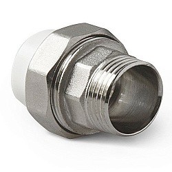  Муфта комбинированная ПП 20-1/2'' PN 25, разъёмная, с наружной резьбой, белая, Pro Aqua PA21008  (251239701) со склада Проконсим в Воронеже