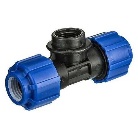 Тройник компрессионный PN 16 для ПЭ DN 20-1/2'' обжимное-муфта купить в Воронеже | "Проконсим"