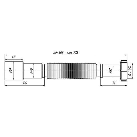 Гибкая труба АНИ K206 1 1/4 -40/50, длина 366-776 мм купить в Воронеже | "Проконсим"