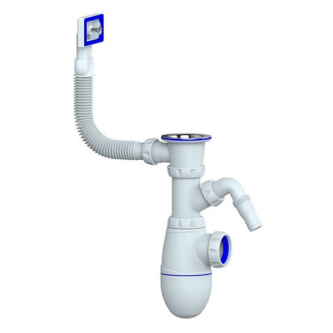 Сифон для мойки Unicorn В440V, без отвода, 1 1/2'' х40 чаша из нержавеющей стали, прямоугольный перелив купить в Воронеже | "Проконсим"