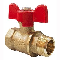Краны латунные шаровые 11Б27фт1М DN 15-20 PN 40 бабочка муфта-штуцер Valfex Optima.218.LOB1 купить в Воронеже | "Проконсим"