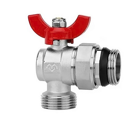 Кран шаровой латунный DN 25 PN 16 никелированный угловой  для коллектора (2 шт.) Varmega VM15955 купить в Воронеже | "Проконсим"