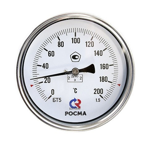 Термометр биметаллический РОСМА БТ-51.211, Ду 100, L 46, G1/2'' осевой купить в Воронеже | "Проконсим"