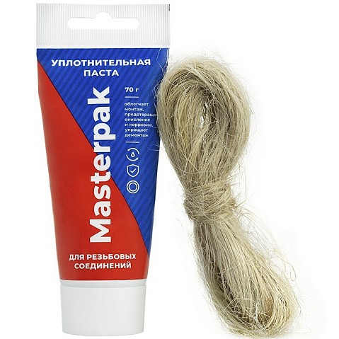 Набор уплотнительный паста +лён для воды, пара 70гр+14гр Masterpak купить в Воронеже | "Проконсим"