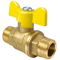 Краны латунные шаровые газовые 11Б27фтМ DN 15-20 PN 40 бабочка штуцер-штуцер Valfex.279.LB3 купить в Воронеже | "Проконсим"