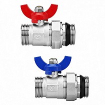 Кран шаровой латунный DN 25 PN 10 никелированный прямой  для коллектора (2 шт.) Varmega VM15951 купить в Воронеже | "Проконсим"