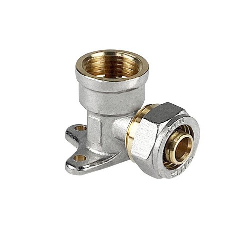 Угольник латунный для PEX труб 20-1/2'' PN 10 обжимной никелированный Valfex VF.354.N  купить в Воронеже | "Проконсим"