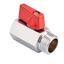 Кран латунный шаровой мини MVI BV.466 DN 15 PN 16 хромированный муфта-штуцер бабочка купить в Воронеже | "Проконсим"